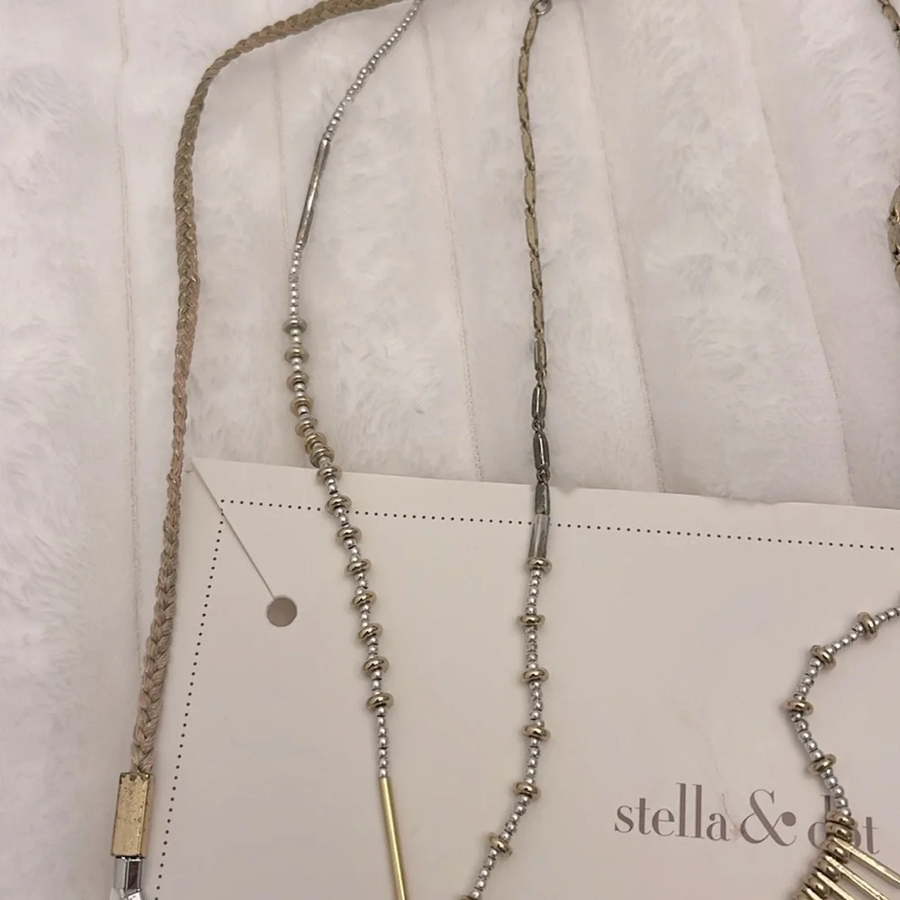 Stella and Dot Riad 7-in-1 or 3-in-1 layered rose quartz tassel Necklace EUC - Picture 9 of 10